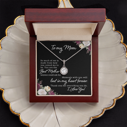 To My Mom Necklace with Message Card - Meaningful Mother's Day Gift, Birthday Gift for Mom, Christmas Jewelry for Mom, Sentimental Gift from Daughter or Son