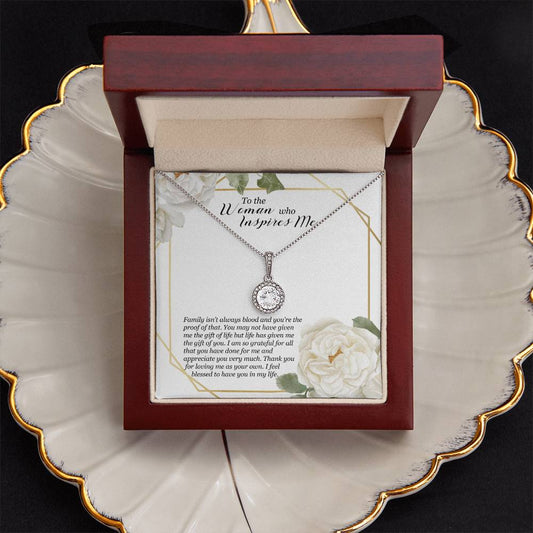 To the Woman Who Inspires Me Necklace - Meaningful Gift for Bonus Mom, Stepmom, or Mother Figure, Appreciation Jewelry