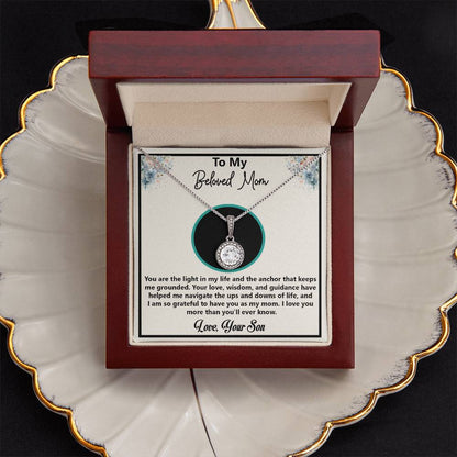 To My Beloved Mom Necklace - Meaningful Gift for Mom from Son, Mother’s Day, Birthday, Christmas Jewelry for Mom