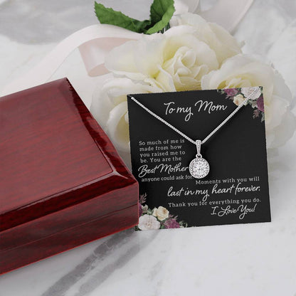 To My Mom Necklace with Message Card - Meaningful Mother's Day Gift, Birthday Gift for Mom, Christmas Jewelry for Mom, Sentimental Gift from Daughter or Son