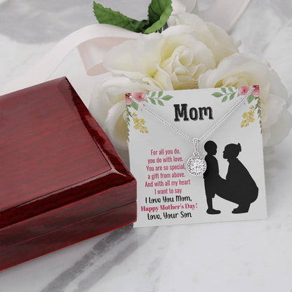 Mom Necklace with Heartfelt Message - Mother’s Day Gift from Son, Thoughtful Birthday or Christmas Gift for Mom