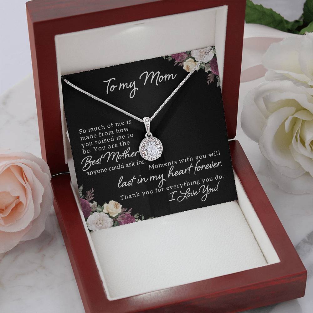 To My Mom Necklace with Message Card - Meaningful Mother's Day Gift, Birthday Gift for Mom, Christmas Jewelry for Mom, Sentimental Gift from Daughter or Son