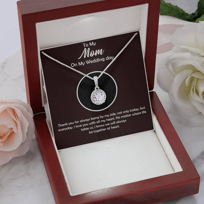 To My Mom on My Wedding Day Necklace - Sentimental Wedding Gift for Mother of the Bride or Groom, Meaningful Jewelry for Mom