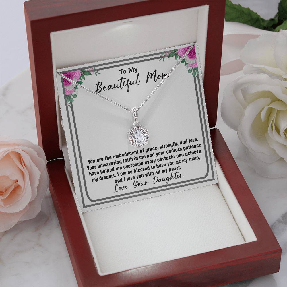 To My Beautiful Mom Necklace - Sentimental Gift for Mother’s Day, Birthday, Christmas, or Just Because, Jewelry Gift from Daughter