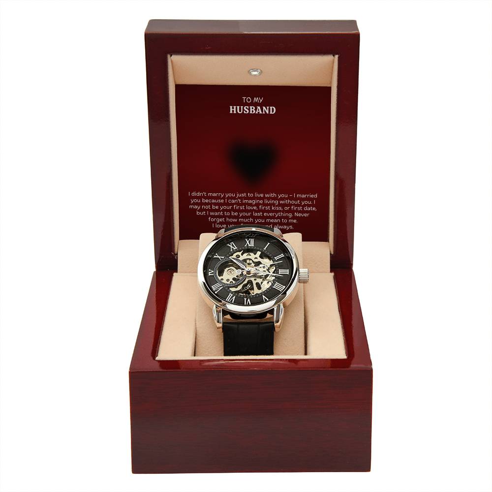 Men’s Openwork Watch – Meaningful Gift for Husband, Luxury Automatic Skeleton Dial, Genuine Leather Band, Romantic Anniversary or Birthday Gift