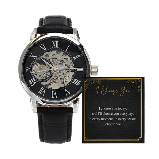 Men's Openwork Watch – “I Choose You” Romantic Gift for Him