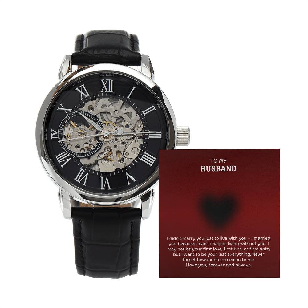 Men’s Openwork Watch – Meaningful Gift for Husband, Luxury Automatic Skeleton Dial, Genuine Leather Band, Romantic Anniversary or Birthday Gift