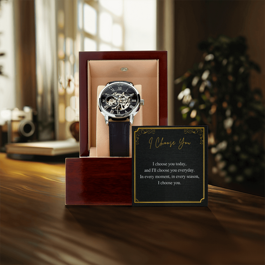 Men's Openwork Watch – “I Choose You” Romantic Gift for Him