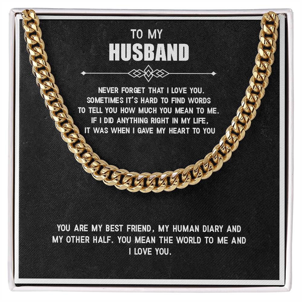 Men’s Cuban Link Chain – Love You Forever Gift for Husband, Stainless Steel or 14K Gold, Adjustable Necklace, Anniversary or Birthday Gift