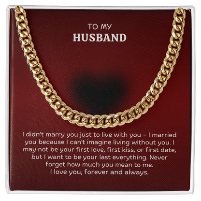 To My Husband Cuban Link Chain Necklace – Romantic Valentine's Day Gift from Wife