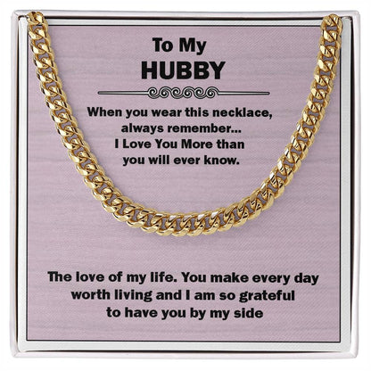 Men’s Cuban Link Chain – Love You More Gift for Husband, Stainless Steel or 14K Gold, Adjustable Necklace, Thoughtful Anniversary Gift