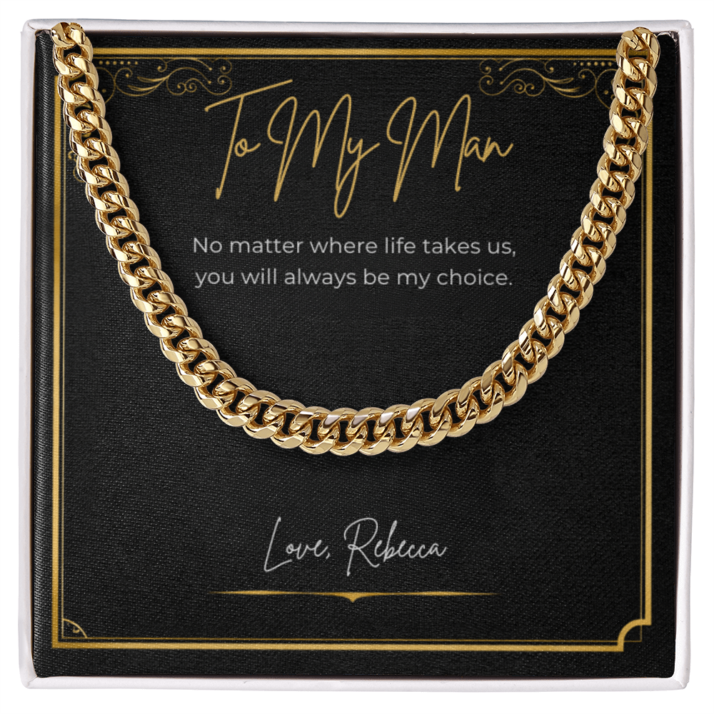 To My Man Personalized Cuban Link Necklace – Romantic Valentine's Day Gift for Him