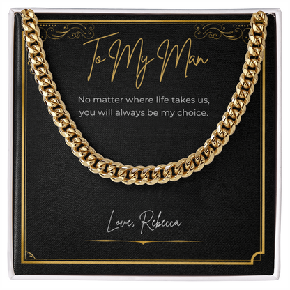 To My Man Personalized Cuban Link Necklace – Romantic Valentine's Day Gift for Him