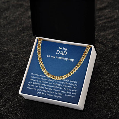 Men’s Cuban Link Chain – Wedding Day Gift for Dad, Stainless Steel or 14K Gold, Adjustable Necklace, Sentimental Gift from Daughter