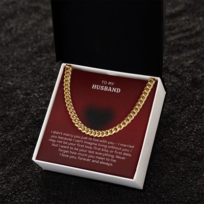 To My Husband Cuban Link Chain Necklace – Romantic Valentine's Day Gift from Wife