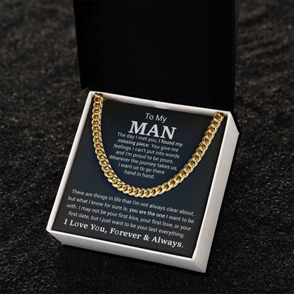 Men’s Cuban Link Chain – Sentimental Gift for Boyfriend or Husband, Stainless Steel or 14K Gold, Adjustable Necklace, Romantic Gift for Him