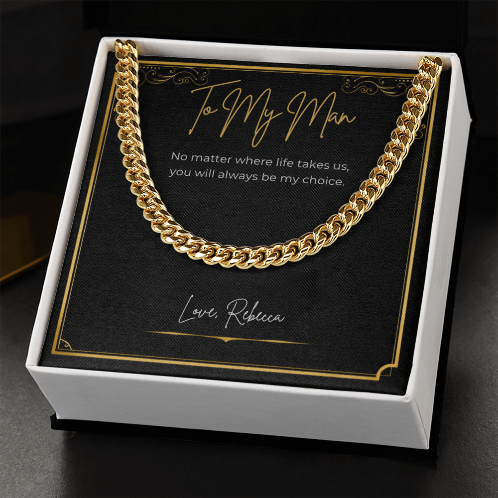To My Man Personalized Cuban Link Necklace – Romantic Valentine's Day Gift for Him