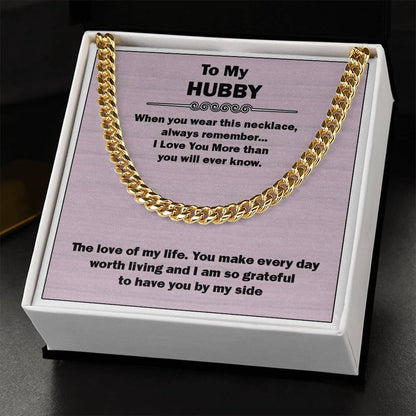 Men’s Cuban Link Chain – Love You More Gift for Husband, Stainless Steel or 14K Gold, Adjustable Necklace, Thoughtful Anniversary Gift