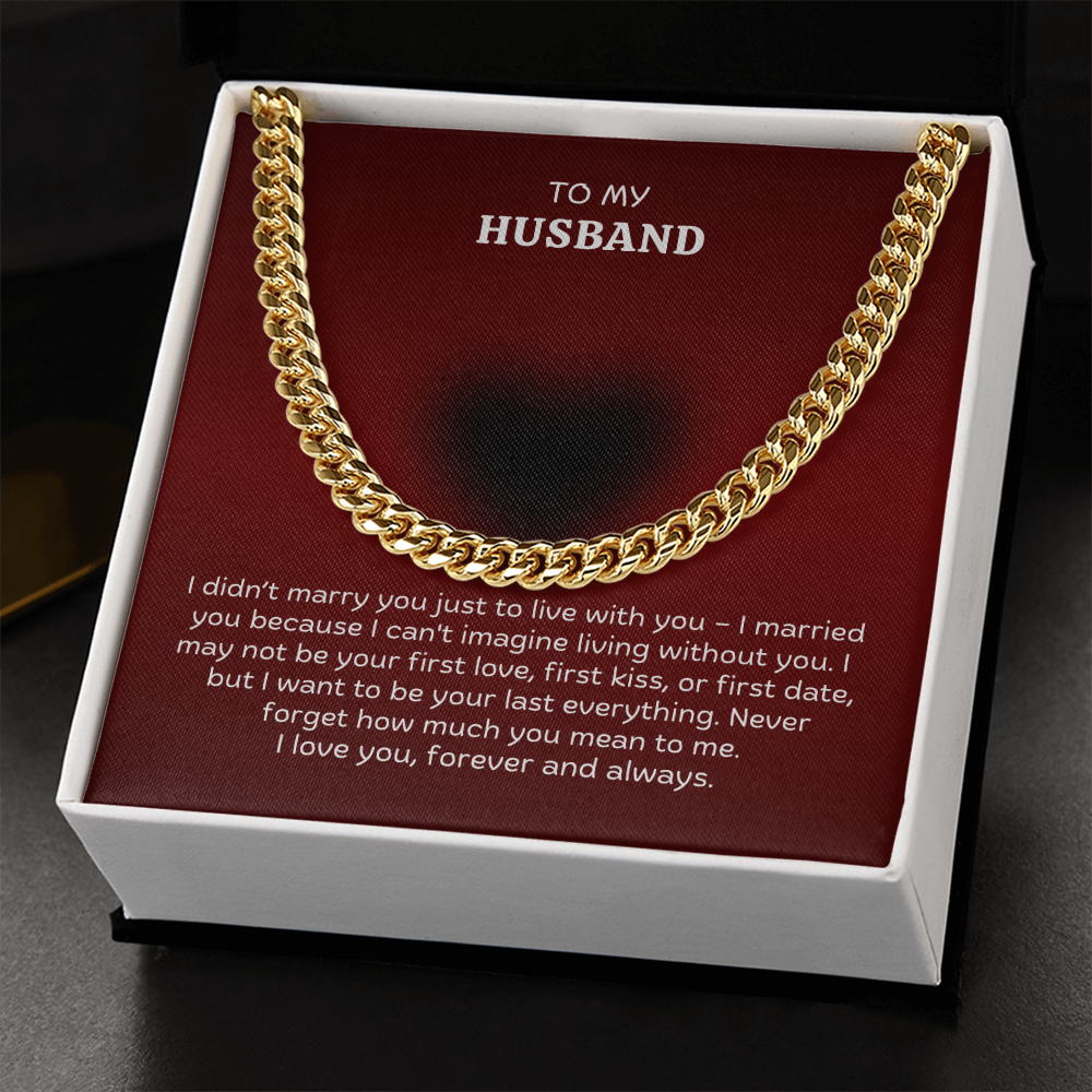 To My Husband Cuban Link Chain Necklace – Romantic Valentine's Day Gift from Wife