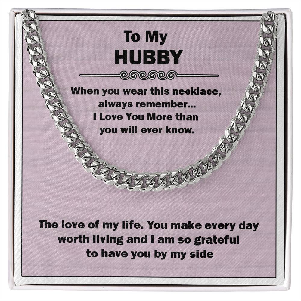 Men’s Cuban Link Chain – Love You More Gift for Husband, Stainless Steel or 14K Gold, Adjustable Necklace, Thoughtful Anniversary Gift