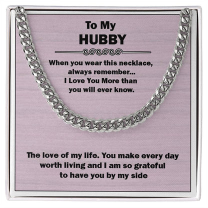 Men’s Cuban Link Chain – Love You More Gift for Husband, Stainless Steel or 14K Gold, Adjustable Necklace, Thoughtful Anniversary Gift