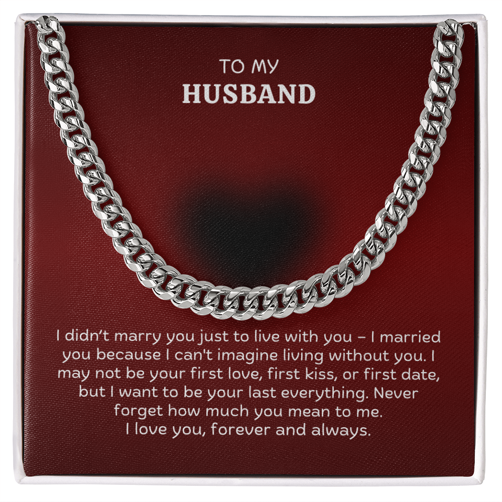 To My Husband Cuban Link Chain Necklace – Romantic Valentine's Day Gift from Wife
