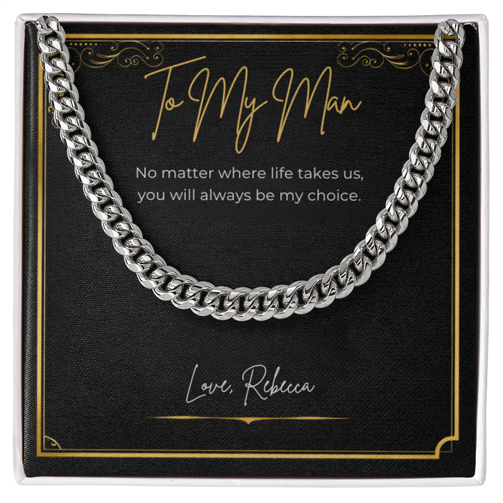 To My Man Personalized Cuban Link Necklace – Romantic Valentine's Day Gift for Him