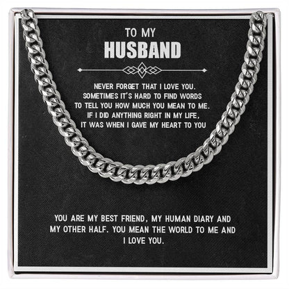 Men’s Cuban Link Chain – Love You Forever Gift for Husband, Stainless Steel or 14K Gold, Adjustable Necklace, Anniversary or Birthday Gift