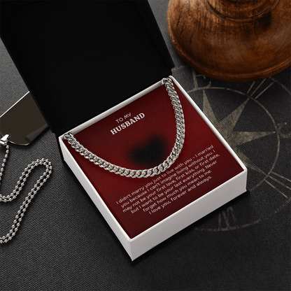 To My Husband Cuban Link Chain Necklace – Romantic Valentine's Day Gift from Wife