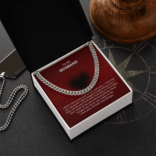 To My Husband Cuban Link Chain Necklace – Romantic Valentine's Day Gift from Wife