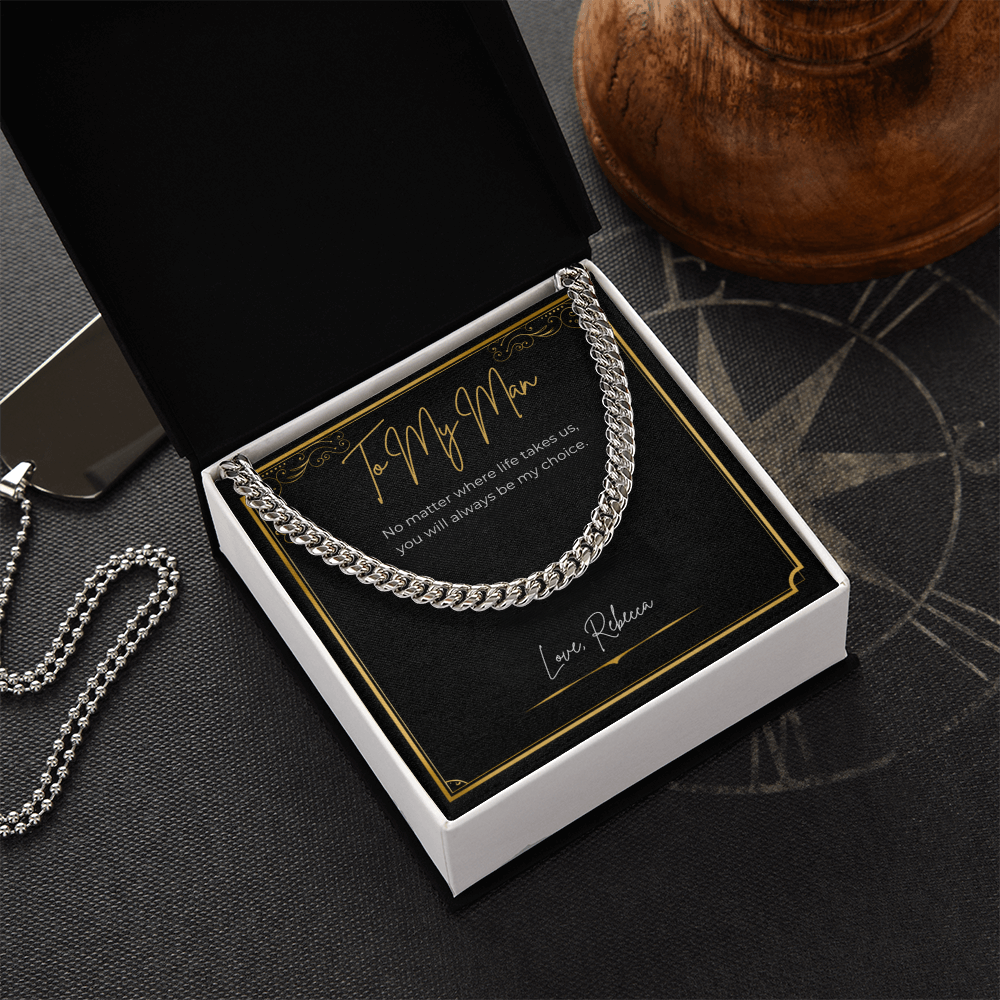 To My Man Personalized Cuban Link Necklace – Romantic Valentine's Day Gift for Him