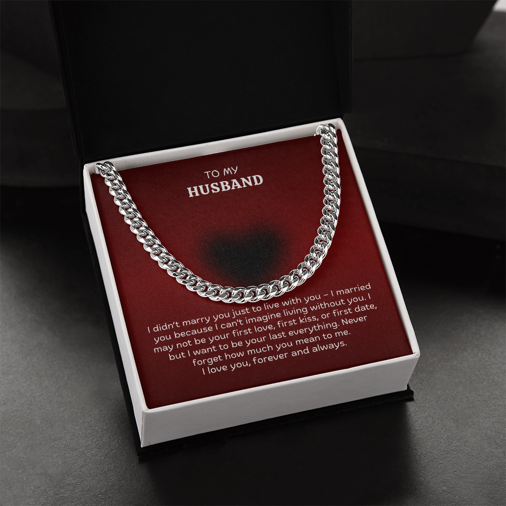 To My Husband Cuban Link Chain Necklace – Romantic Valentine's Day Gift from Wife