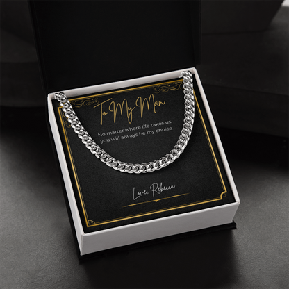 To My Man Personalized Cuban Link Necklace – Romantic Valentine's Day Gift for Him