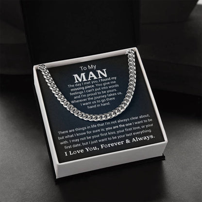 Men’s Cuban Link Chain – Sentimental Gift for Boyfriend or Husband, Stainless Steel or 14K Gold, Adjustable Necklace, Romantic Gift for Him
