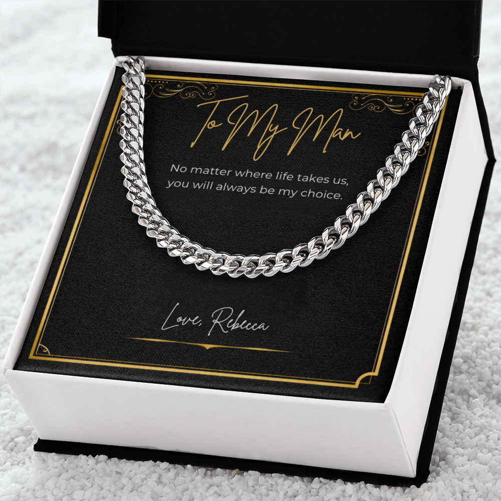 To My Man Personalized Cuban Link Necklace – Romantic Valentine's Day Gift for Him