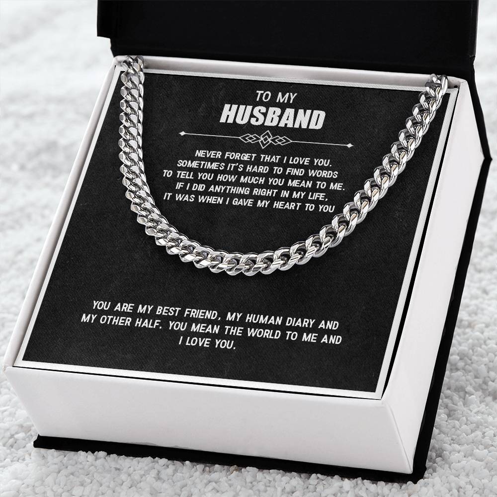 Men’s Cuban Link Chain – Love You Forever Gift for Husband, Stainless Steel or 14K Gold, Adjustable Necklace, Anniversary or Birthday Gift