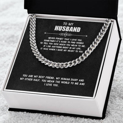 Men’s Cuban Link Chain – Love You Forever Gift for Husband, Stainless Steel or 14K Gold, Adjustable Necklace, Anniversary or Birthday Gift