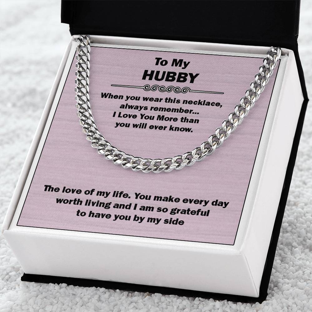 Men’s Cuban Link Chain – Love You More Gift for Husband, Stainless Steel or 14K Gold, Adjustable Necklace, Thoughtful Anniversary Gift