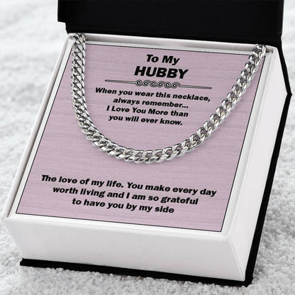 Men’s Cuban Link Chain – Love You More Gift for Husband, Stainless Steel or 14K Gold, Adjustable Necklace, Thoughtful Anniversary Gift