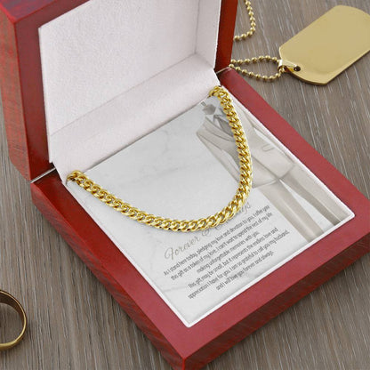 Men’s Cuban Link Chain – Forever & Always Wedding Gift for Husband, Stainless Steel or 14K Gold, Adjustable Necklace, Sentimental Groom Gift