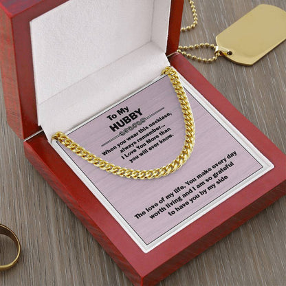 Men’s Cuban Link Chain – Love You More Gift for Husband, Stainless Steel or 14K Gold, Adjustable Necklace, Thoughtful Anniversary Gift