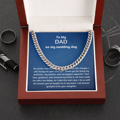 Men’s Cuban Link Chain – Wedding Day Gift for Dad, Stainless Steel or 14K Gold, Adjustable Necklace, Sentimental Gift from Daughter