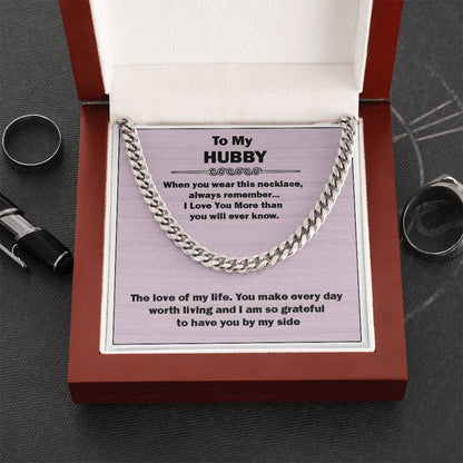 Men’s Cuban Link Chain – Love You More Gift for Husband, Stainless Steel or 14K Gold, Adjustable Necklace, Thoughtful Anniversary Gift