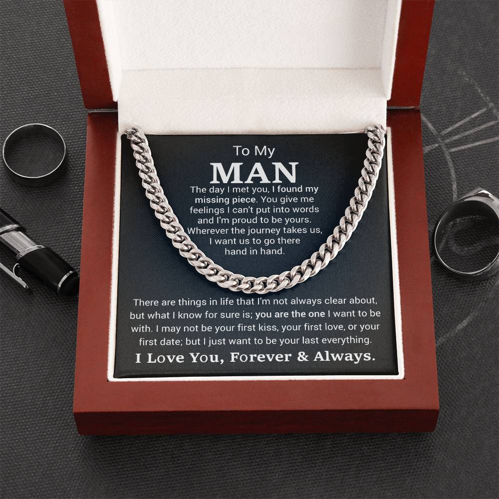 Men’s Cuban Link Chain – Sentimental Gift for Boyfriend or Husband, Stainless Steel or 14K Gold, Adjustable Necklace, Romantic Gift for Him