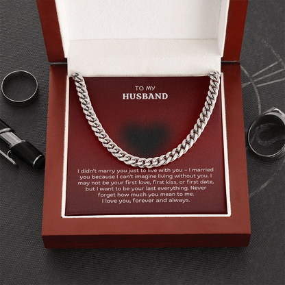 To My Husband Cuban Link Chain Necklace – Romantic Valentine's Day Gift from Wife