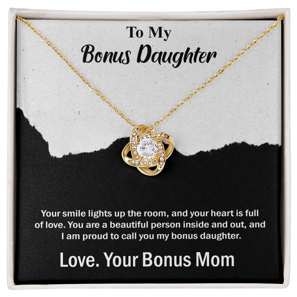 Best Gift For Bonus Daughter, Love Knot Necklace Gift For Bonus Daughter