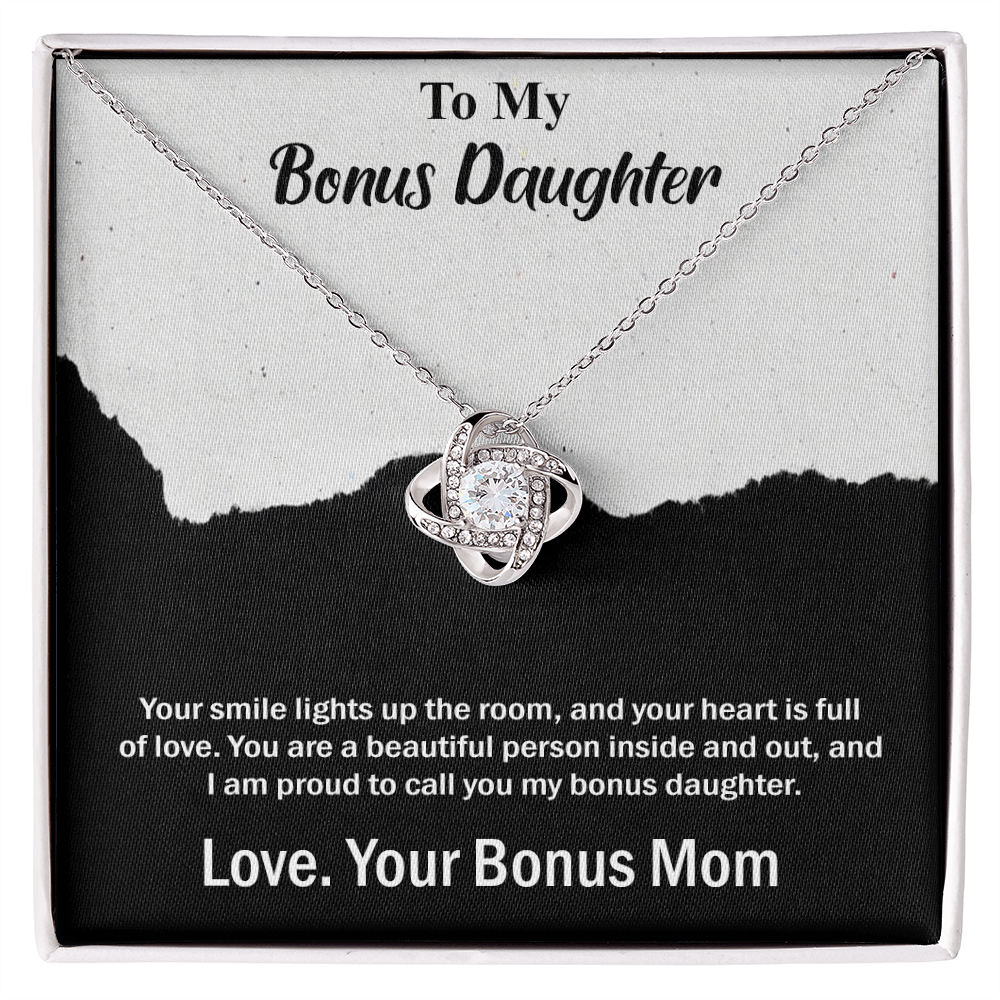 Best Gift For Bonus Daughter, Love Knot Necklace Gift For Bonus Daughter