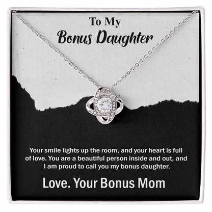 Best Gift For Bonus Daughter, Love Knot Necklace Gift For Bonus Daughter