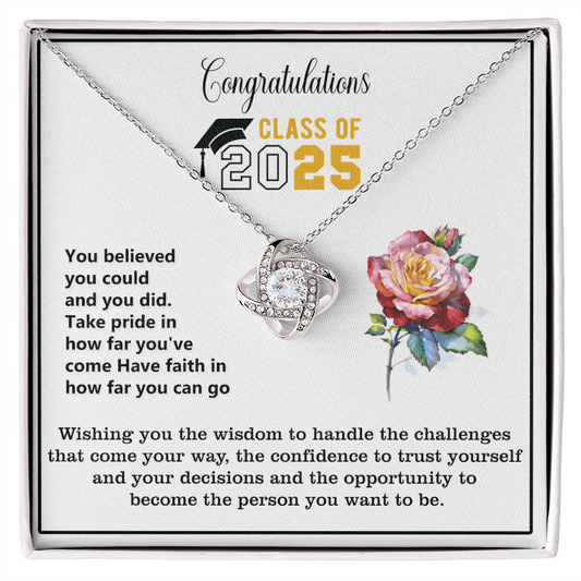 Graduation Day Present - Love Knot Necklace - Best Graduation Gift for College or High School Grad