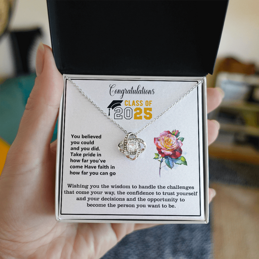 Graduation Day Present - Love Knot Necklace - Best Graduation Gift for College or High School Grad